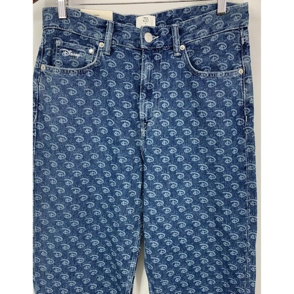 H&M Jeans 30 x 32 Blue Disney 100 X Loose High Rise Straight Leg Men Denim New - Picture 2 of 9